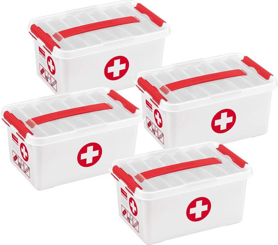 Sunware Q-line EHBO doos met inzet 6L wit rood Set van 4
