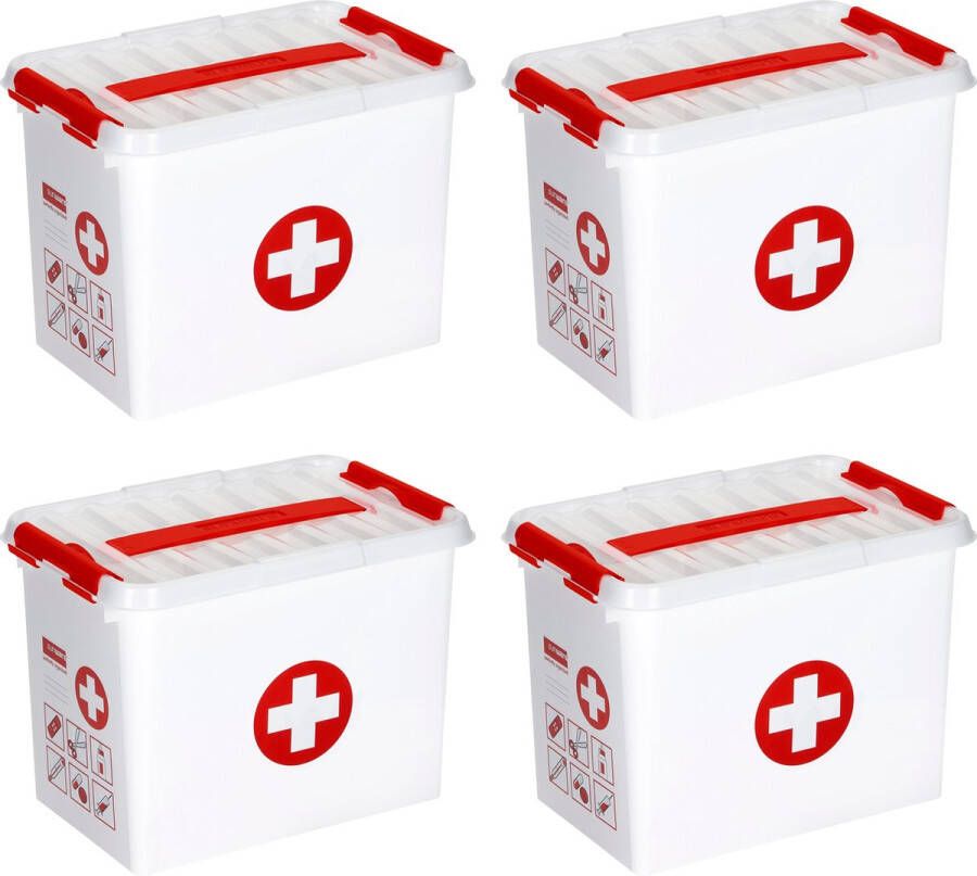 Sunware Q-line EHBO doos met inzet 9L rood Set van 4