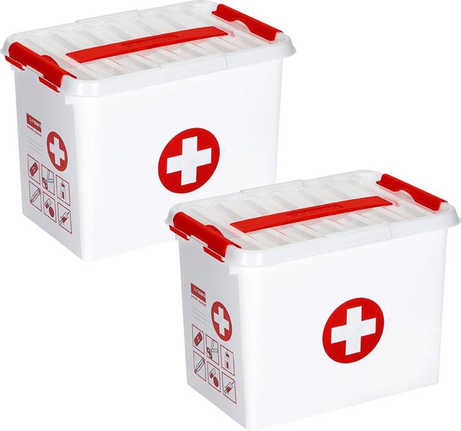Sunware Q-line EHBO doos met inzet 9L wit rood Set van 2