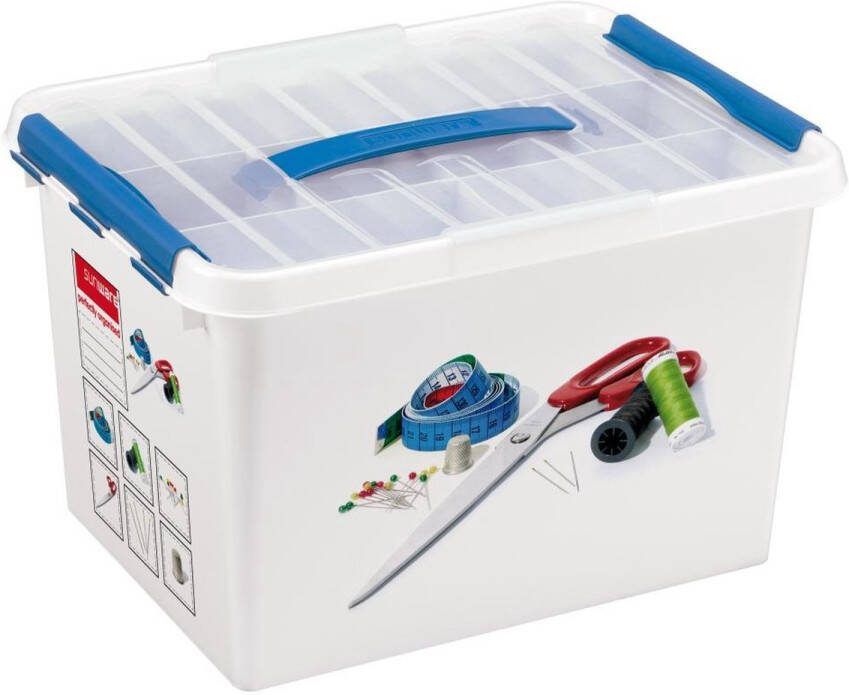 Sunware Q-line naaidoos met inzet 22L wit blauw 40 x 30 x 26 cm