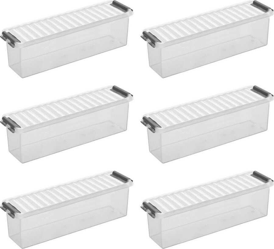 Sunware Q-line opbergbox 1 3L Set van 6 Transparant grijs