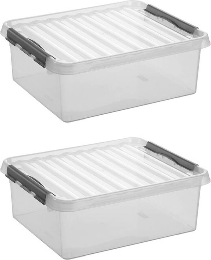 Sunware Q-line opbergbox 25L Set van 2 Transparant grijs