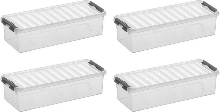 Sunware Q-line opbergbox 3 5L Set van 4 Transparant grijs