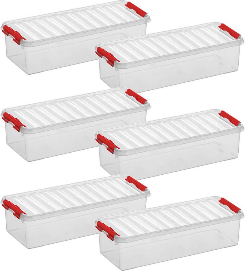 Sunware Q-line opbergbox 3 5L transparant rood Set van 6
