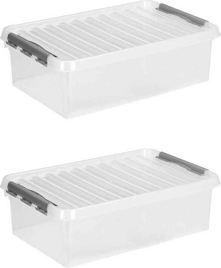 Sunware Q-line opbergbox 32L transparant metaal 60 x 40 x 18 cm