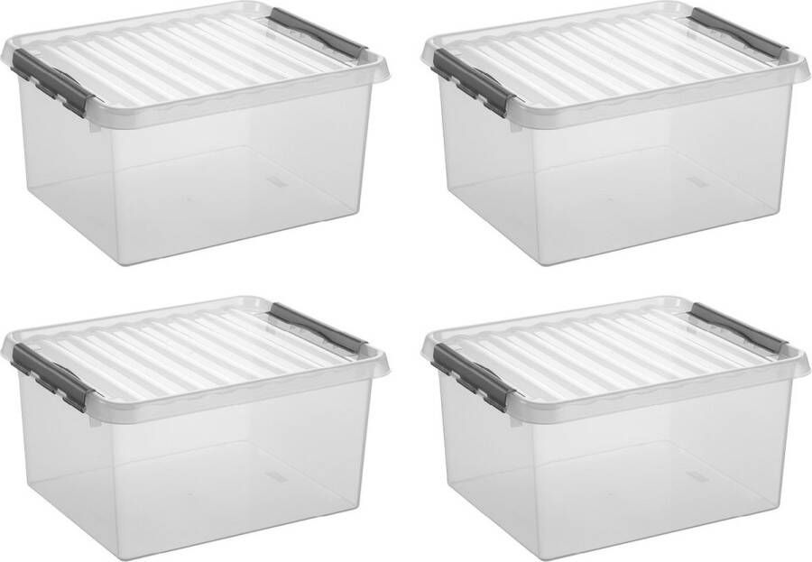 Sunware Q-line opbergbox 32L Set van 4 Transparant grijs