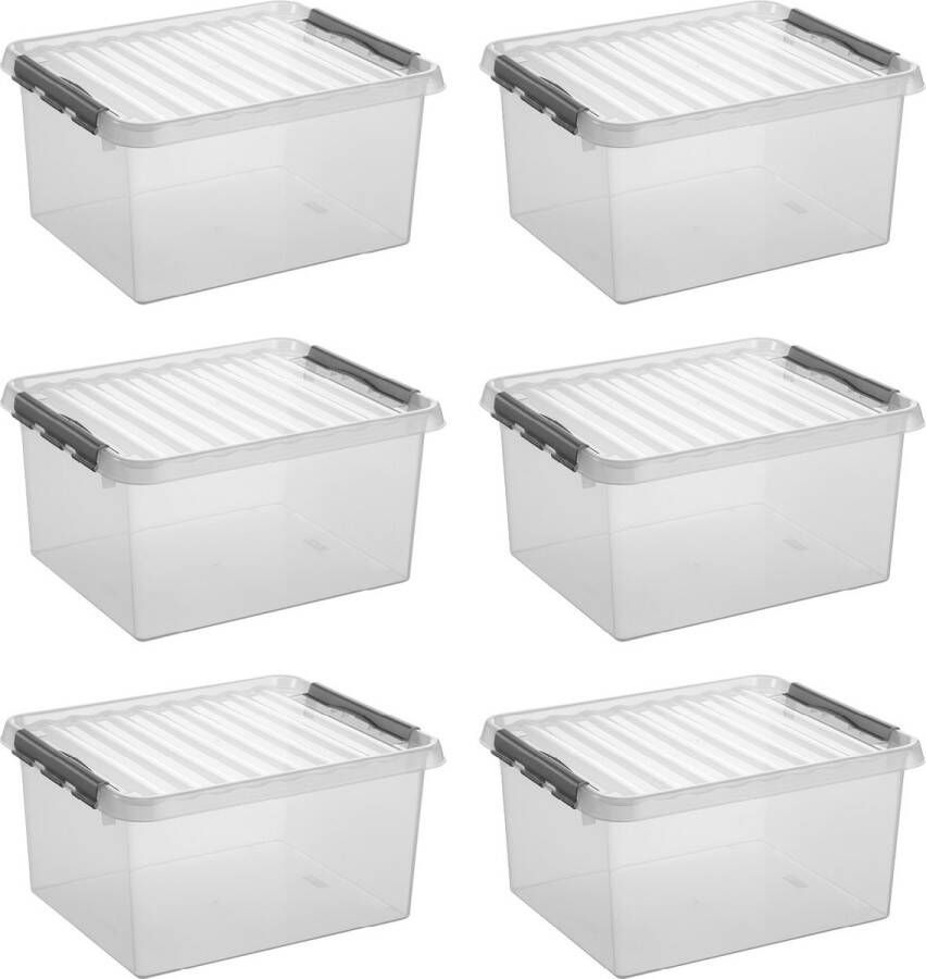 Sunware Q-line opbergbox 36L Set van 6 Transparant grijs