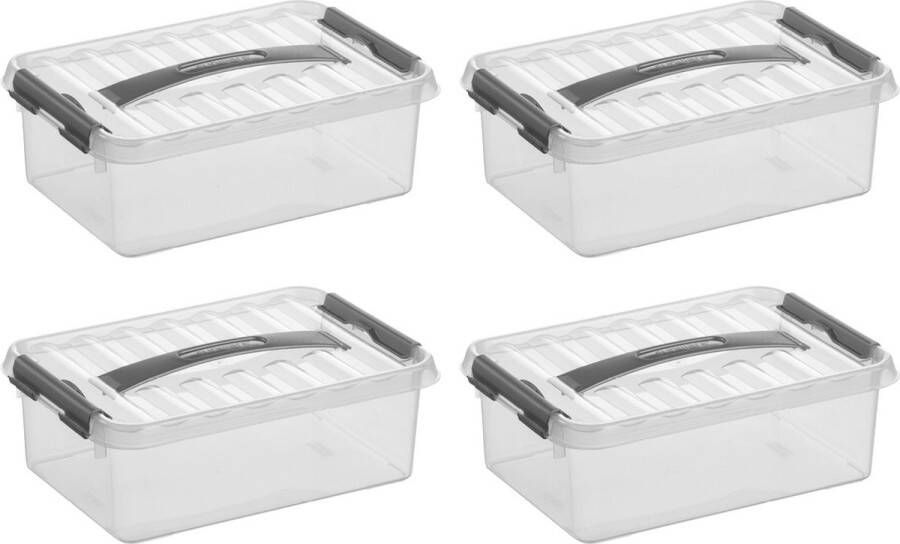 Sunware Q-line opbergbox 4L Set van 4 Transparant grijs