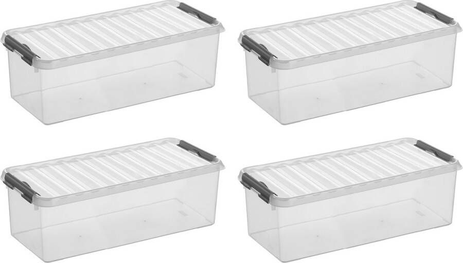 Sunware Q-line opbergbox 9 5L Set van 4 Transparant grijs