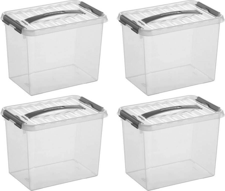 Sunware Q-line opbergbox 9L Set van 4 Transparant grijs