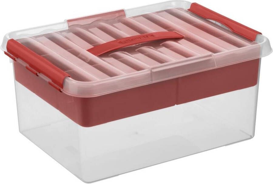 Sunware Q-line opbergbox met inzet 15L transparant rood 40 x 30 x 18 cm