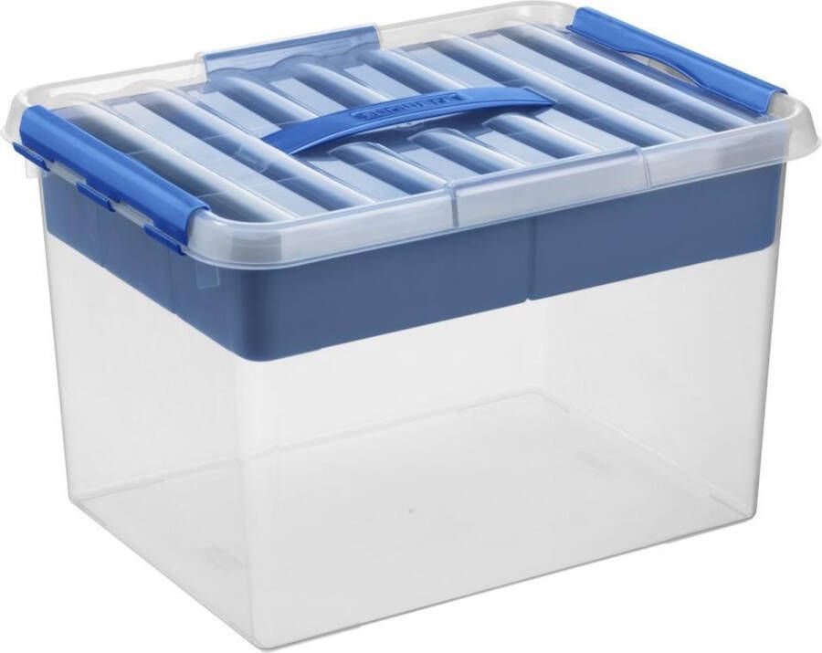 Sunware Q-line opbergbox met inzet 22L transparant blauw 40 x 30 x 26 cm