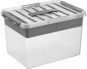 Sunware Q-line opbergbox met inzet 22L transparant metaal 40 x 30 x 26 cm