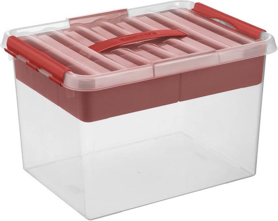 Sunware Q-line opbergbox met inzet 22L transparant rood 40 x 30 x 26 cm