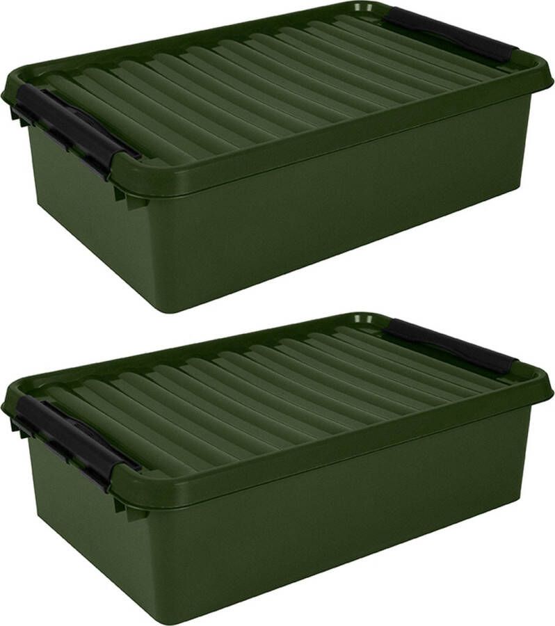 Sunware Q-line opbergbox recycled 32L groen zwart Set van 2
