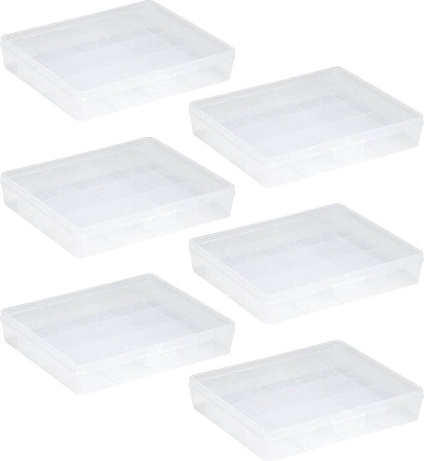 Sunware Q-line opbergdoos 16 vaks transparant Set van 6