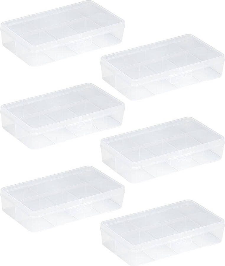 Sunware Q-line opbergdoos 8 vaks transparant Set van 6