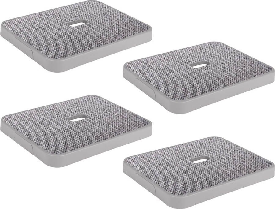 Sunware Sigma home deksel stof grijs opbergbox 24L en 32L Set van 4