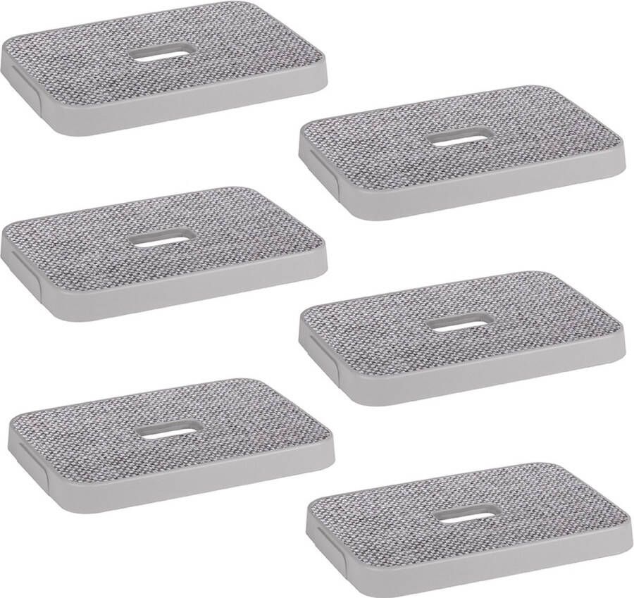 Sunware Sigma home deksel stof grijs opbergbox 5L Set van 6