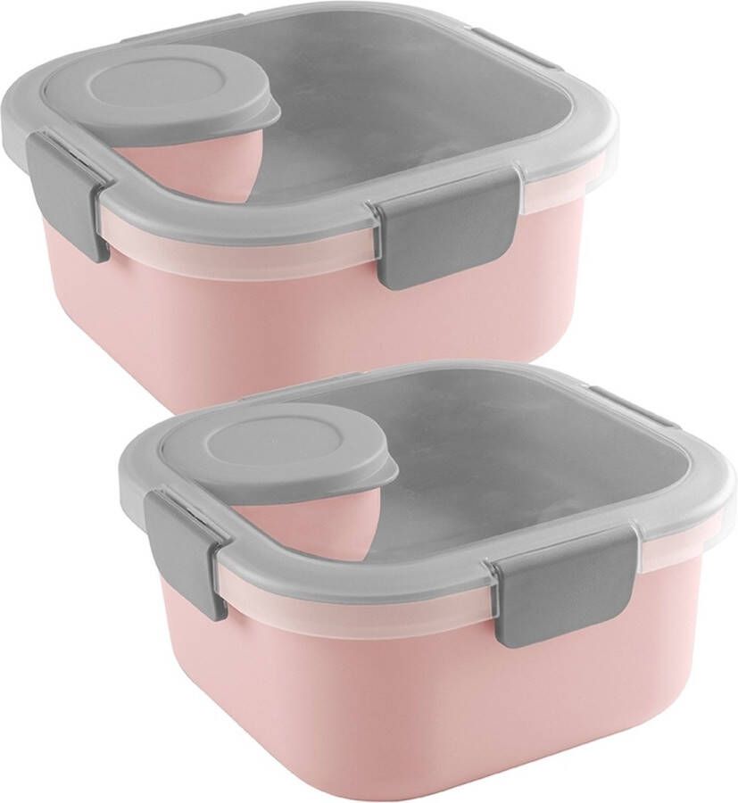 Sunware Sigma Home Food to go lunchbox roze lichtgrijs Set van 2