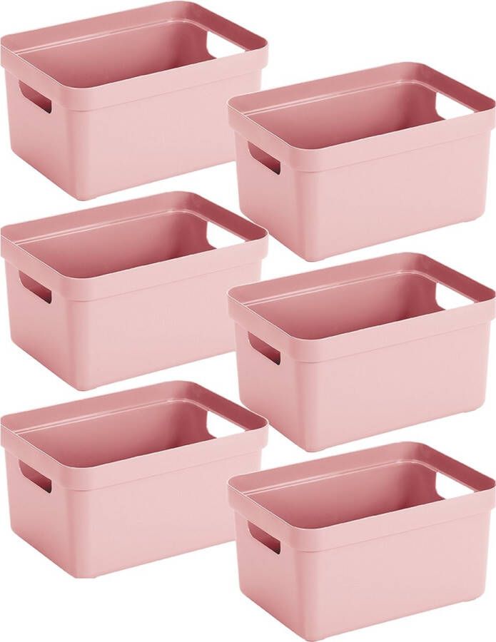 Sunware Sigma home opbergbox 13L roze Set van 6
