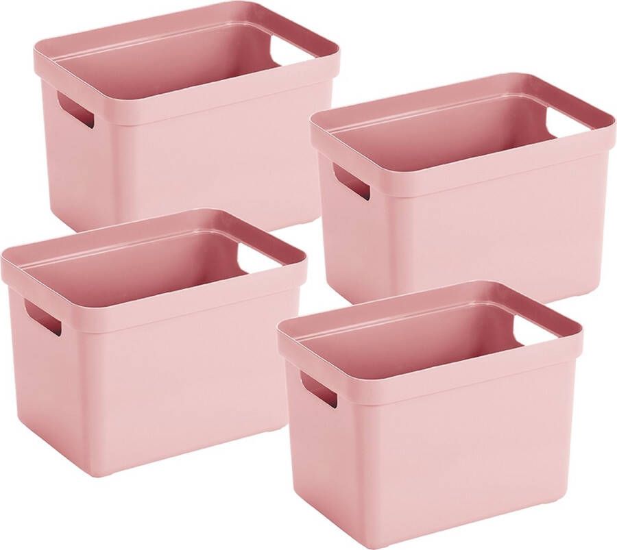 Sunware Sigma home opbergbox 18L roze Set van 4