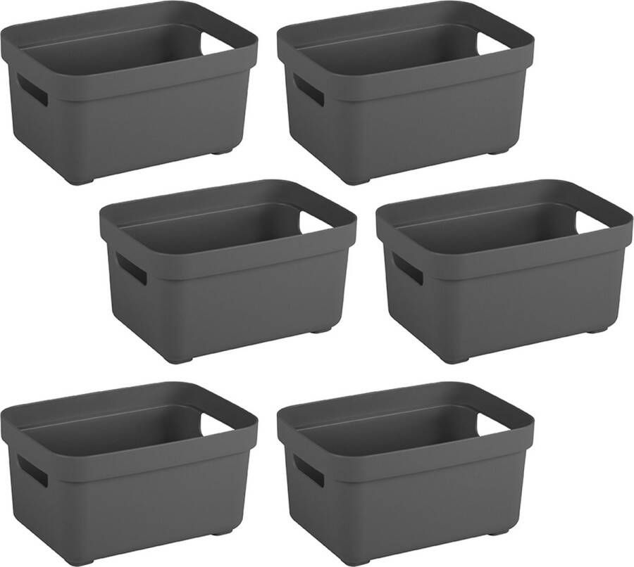 Sunware Sigma home opbergbox 2 5L antraciet Set van 6