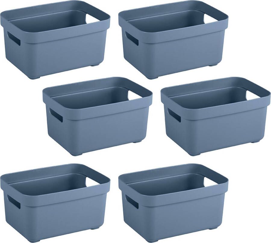 Sunware Sigma home opbergbox 2 5L donkerblauw Set van 6