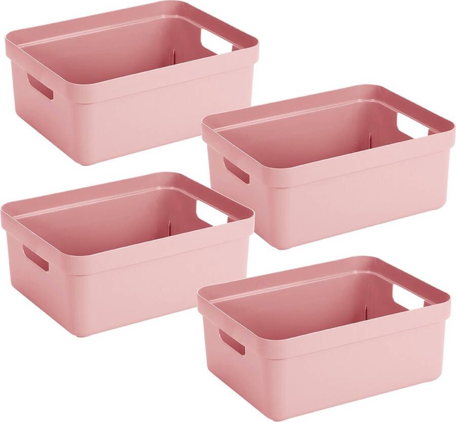 Sunware Sigma home opbergbox 24L roze Set van 4