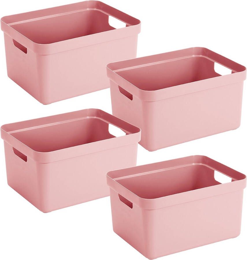 Sunware Sigma home opbergbox 32L roze Set van 4