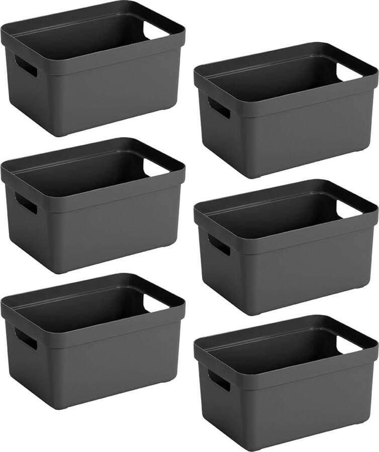 Sunware Sigma home opbergbox 5L antraciet Set van 6