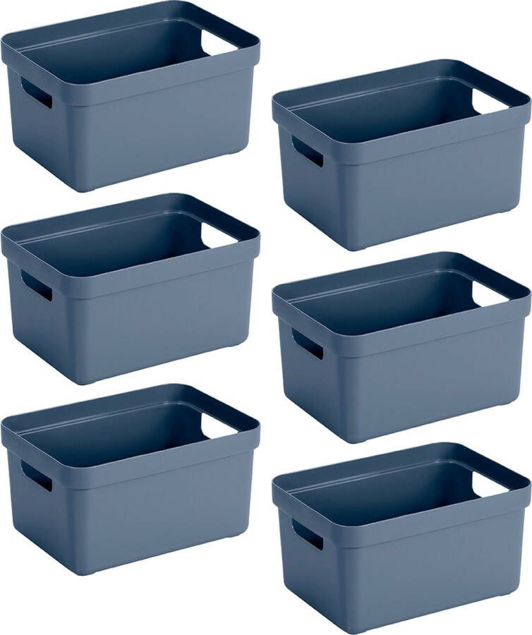 Sunware Sigma home opbergbox 5L donkerblauw Set van 6
