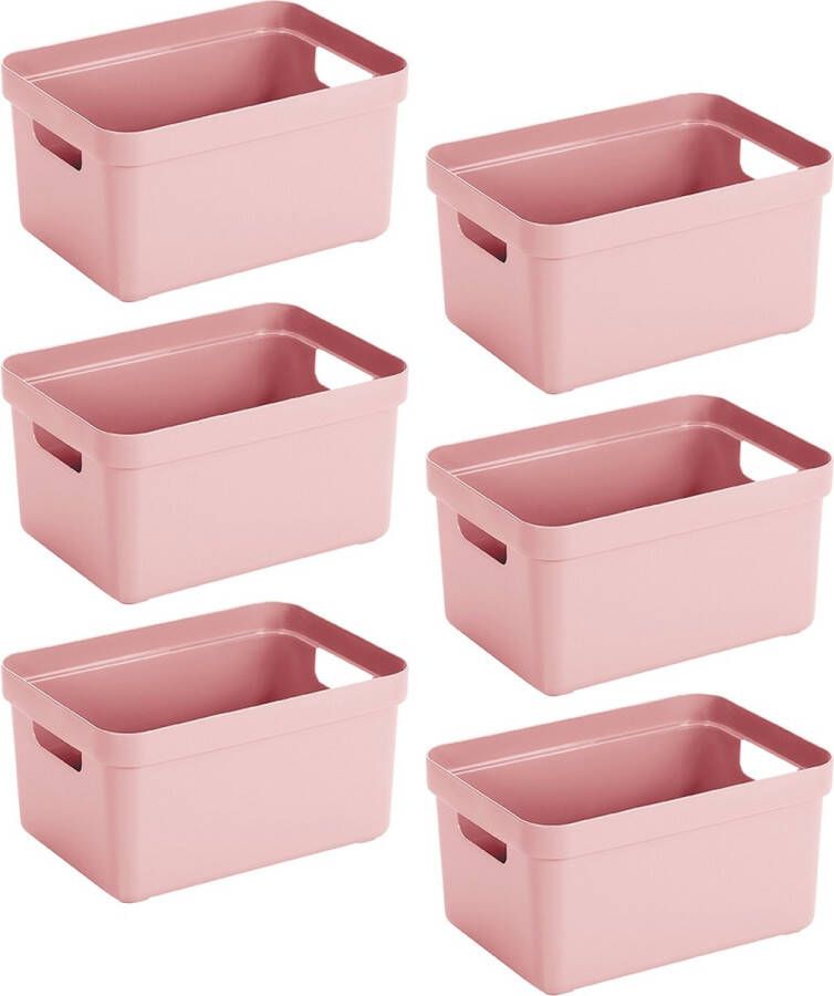 Sunware Sigma home opbergbox 5L roze Set van 6