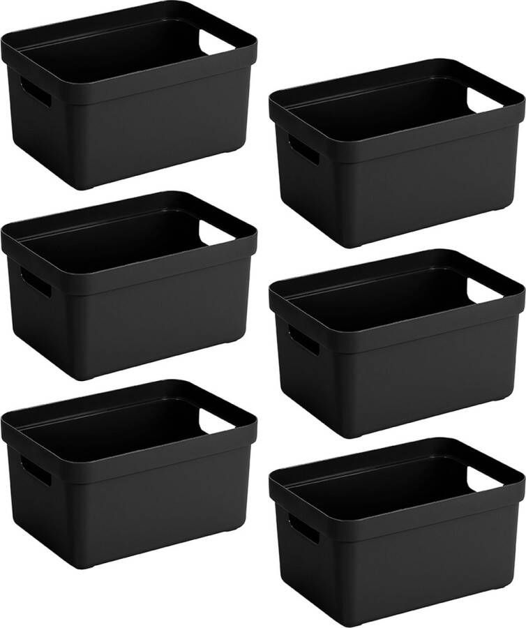 Sunware Sigma home opbergbox 5L zwart Set van 6