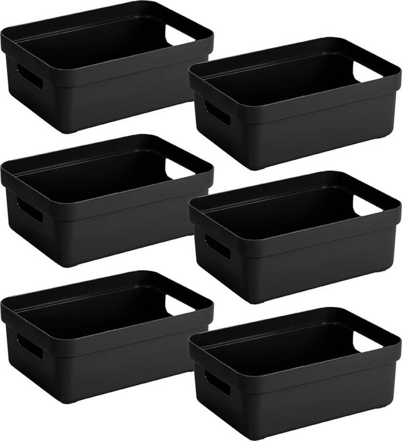Sunware Sigma home opbergbox 9L zwart Set van 6