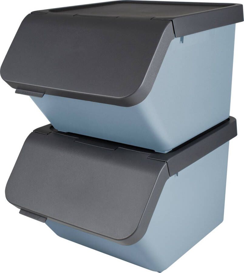 Sunware Sigma home sorteer unit 45L Met deksel Blauw Set van 2