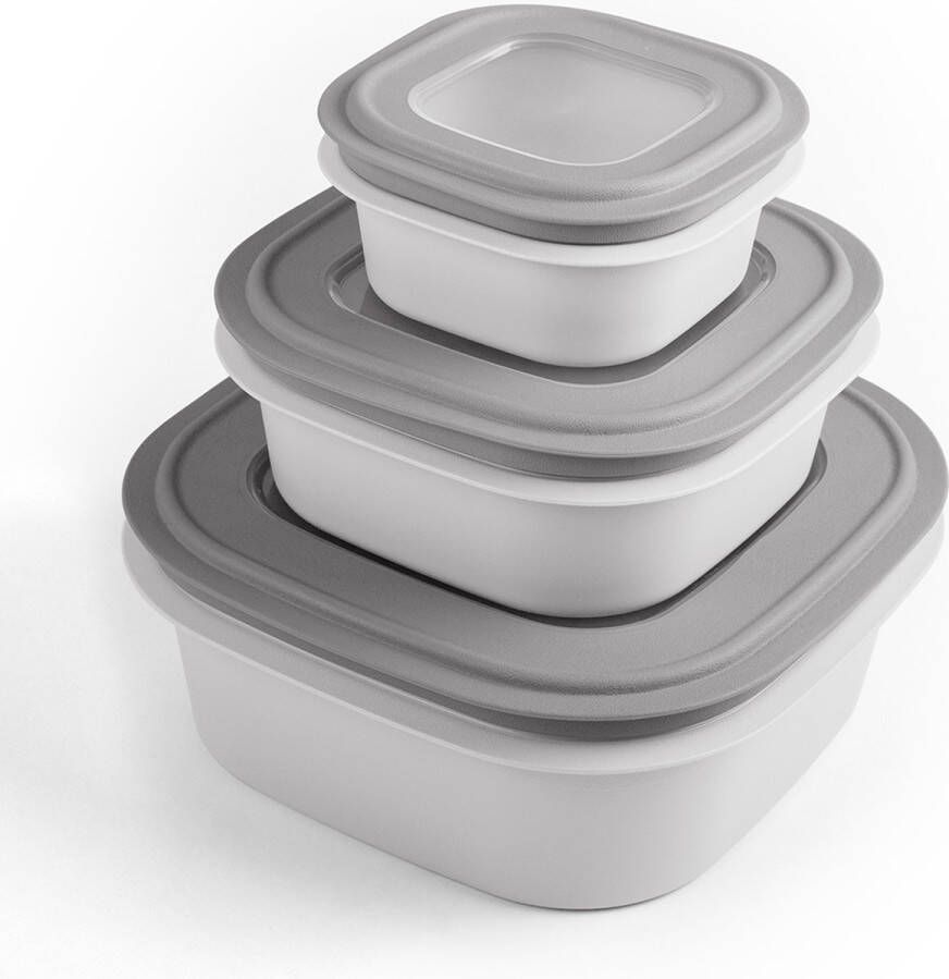 Sunware Sigma home Vershoudbakjes Diepvriesbakjes BPA vrij 3 stuks 0 5L + 1 3L + 2 8L Grijs