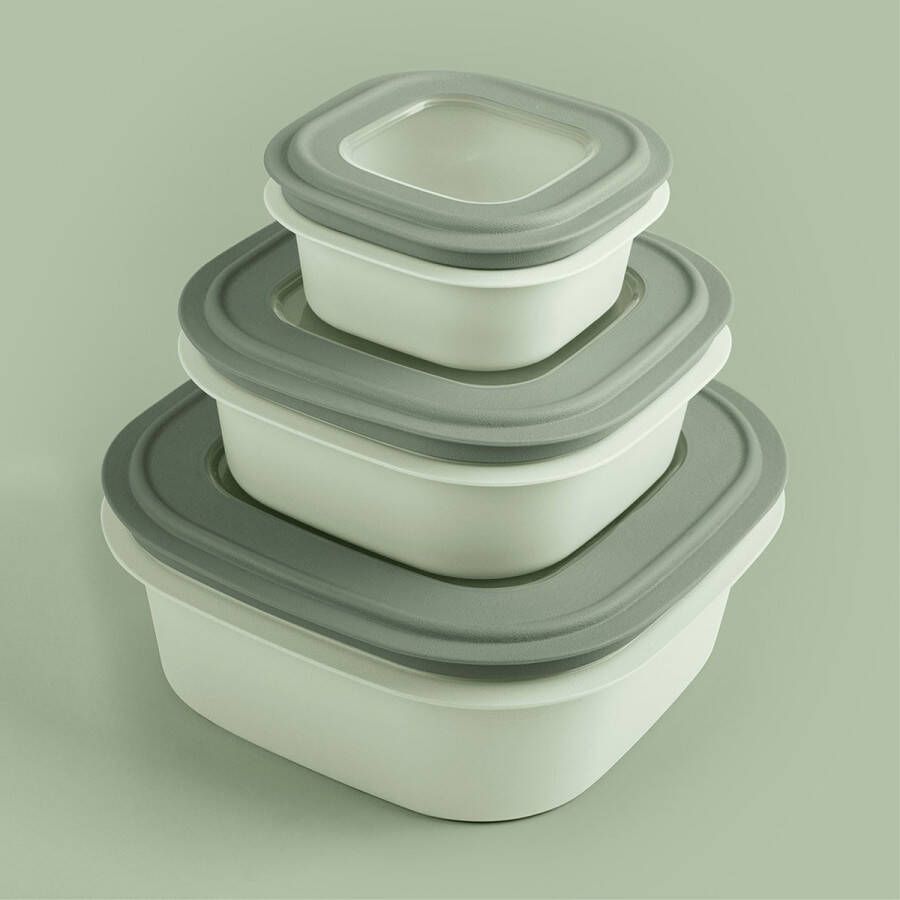 Sunware Sigma home Vershoudbakjes Diepvriesbakjes BPA vrij 3 stuks 0 5L + 1 3L + 2 8L Groen