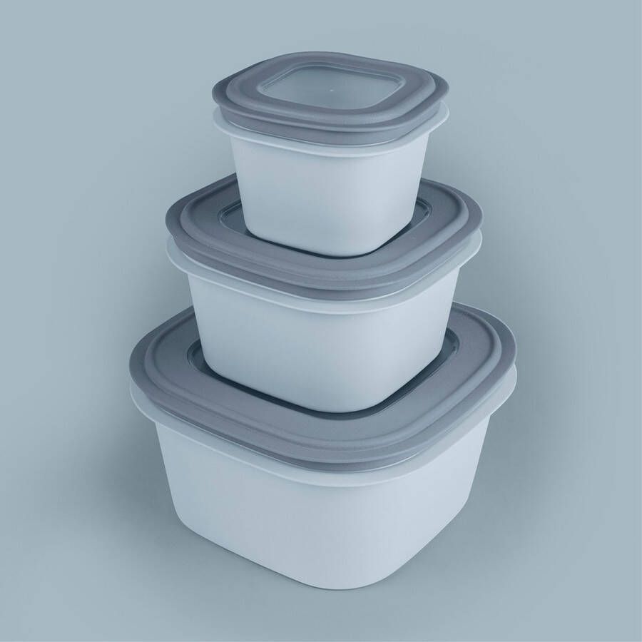 Sunware Sigma home Vershoudbakjes Diepvriesbakjes BPA vrij 3 stuks 0 8L + 1 8L + 3 8L Blauw