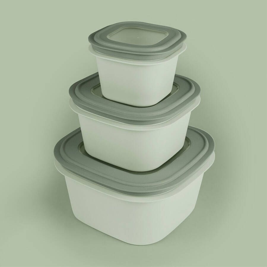 Sunware Sigma home Vershoudbakjes Diepvriesbakjes BPA vrij 3 stuks 0 8L + 1 8L + 3 8L Groen