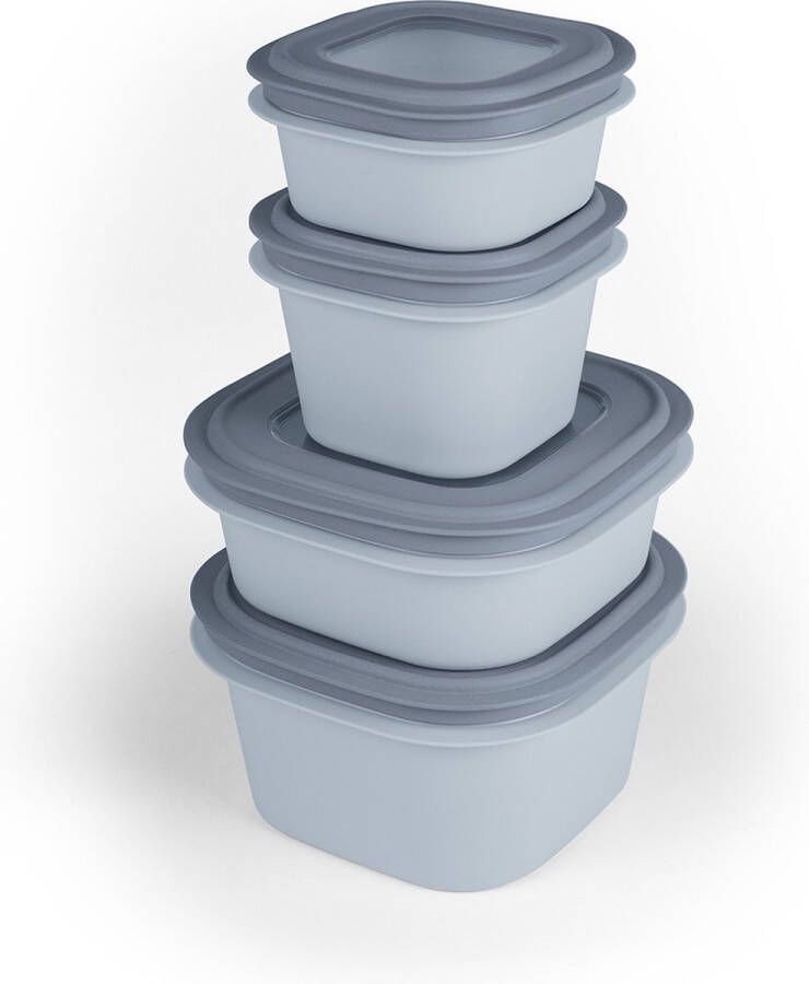 Sunware Sigma home Vershoudbakjes Diepvriesbakjes BPA vrij 4 stuks 0 5L + 0 8L + 1 3L + 1 8L Blauw