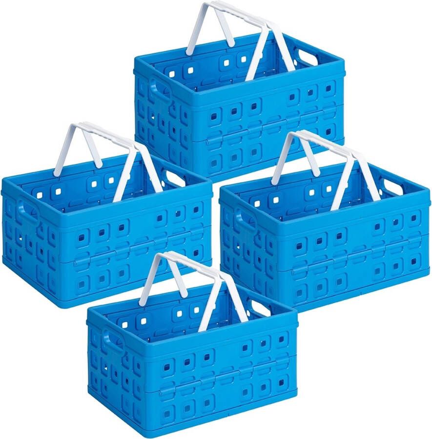 Sunware Square Vouwkrat Blauw 32 liter 49 x 36 x 24.5 cm Set van 4 stuks