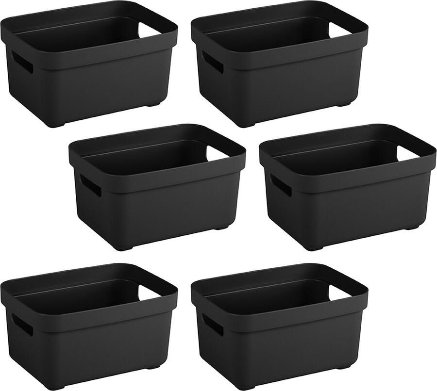 Sunware Sigma home opbergbox 2 5L zwart Set van 6