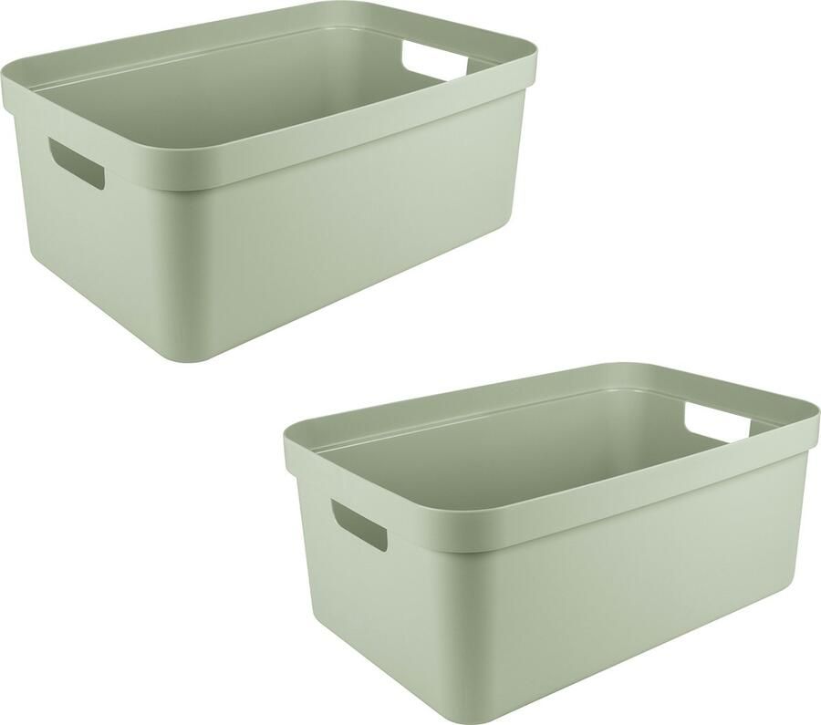Sunware Sigma home opbergbox 45L groen Set van 2