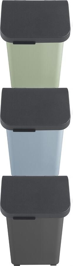 Sunware Sigma home Prullenbak Afvalscheiding Afvalbak afvalscheiding Afvalscheidingprullenbakken Set van 3 40L Met deksel Antraciet Blauw Groen Met GRATIS stickervel