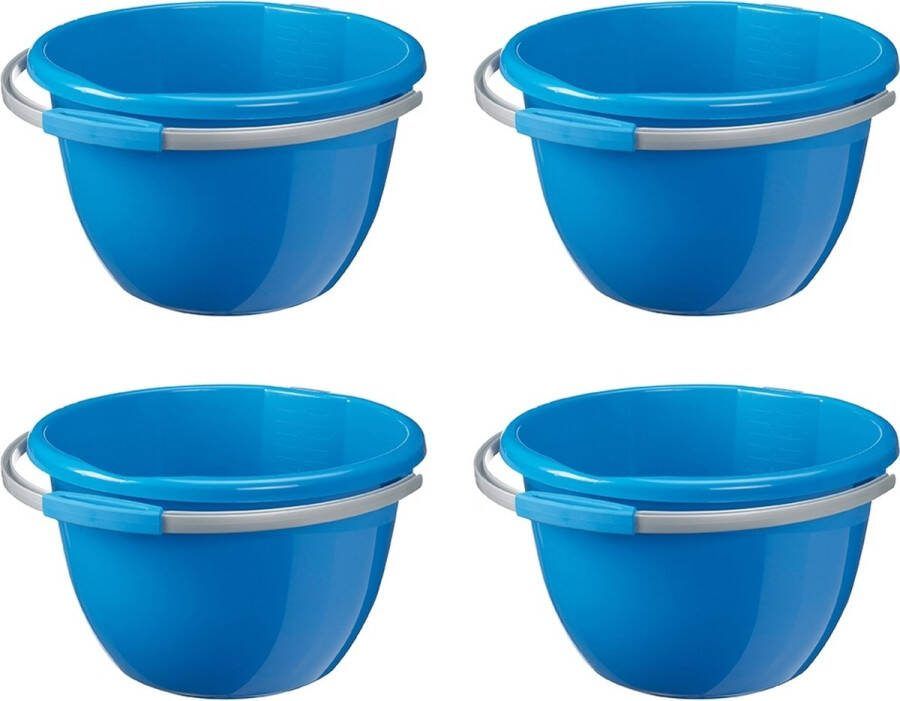 Sunware Water-line tobbe emmer 14L blauw Set van 4