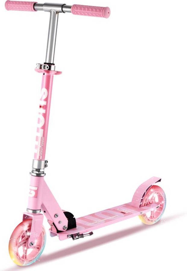 Suotu Kinderstep 145mm Lichtgevende Wielen Step 3 tot 12 Jaar Speelgoed Jongens Meisjes Max stuurhoogte: 85 cm tot 50 kg Aluminium Roze