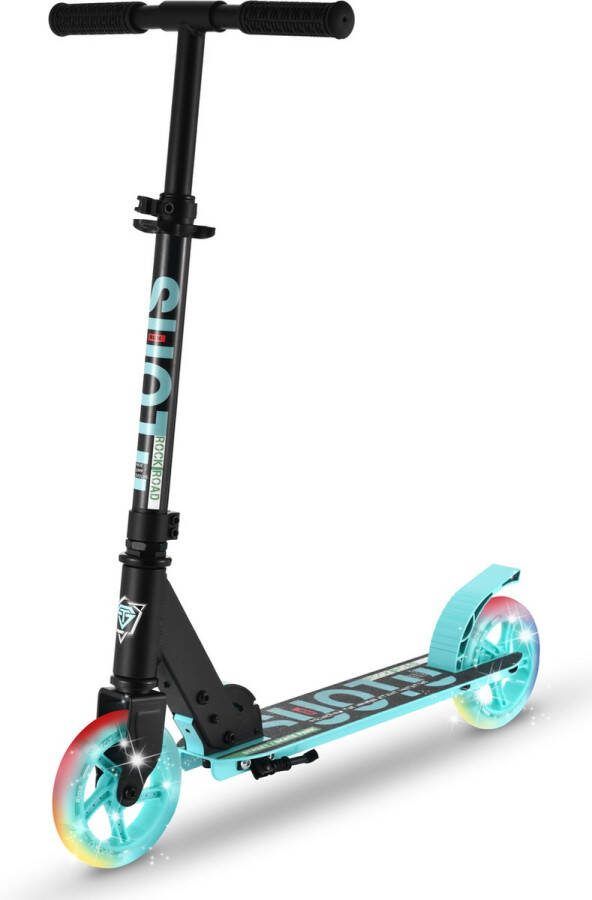 Suotu Kinderstep 145mm Lichtgevende Wielen Step 3 tot 12 Jaar Speelgoed Jongens Meisjes Max stuurhoogte: 85 cm tot 50 kg Aluminium Blauw Zwart