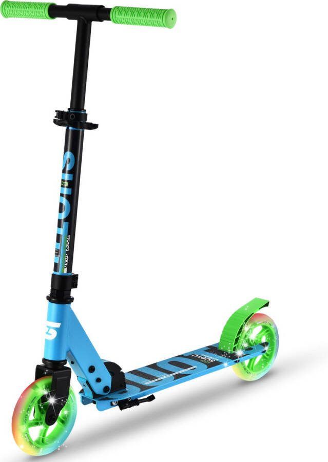Suotu Kinderstep 145mm Lichtgevende Wielen Step 3 tot 12 Jaar Speelgoed Jongens Meisjes tot 50 kg Aluminium Blauw Green