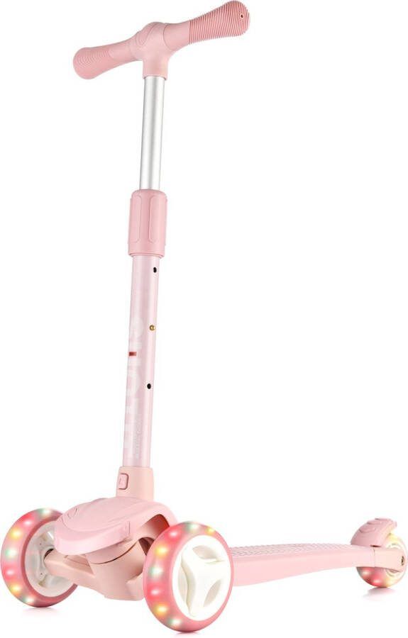 Suotu Kinderstep Step 3 Lichtgevende Wielen EXTRA BREEDE WIELEN 3-12 Jaar Speelgoed Jongens Meisjes Roze